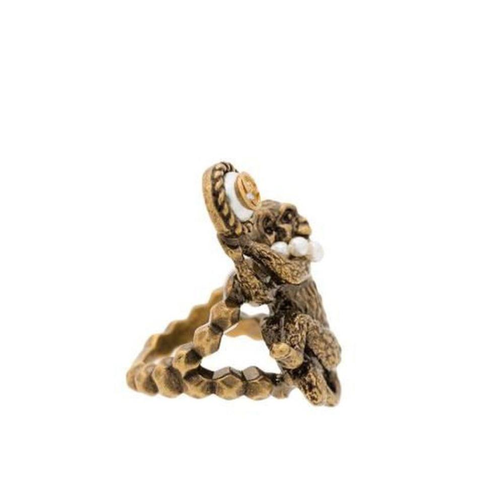 Gucci - Monkey Ring In Metal In Pearl - M - Picture 3 of 5